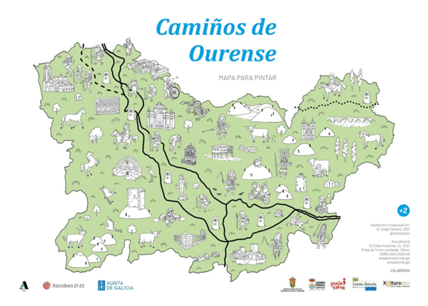 CAMIÑOS DE OURENSE - MAPA PARA PINTAR